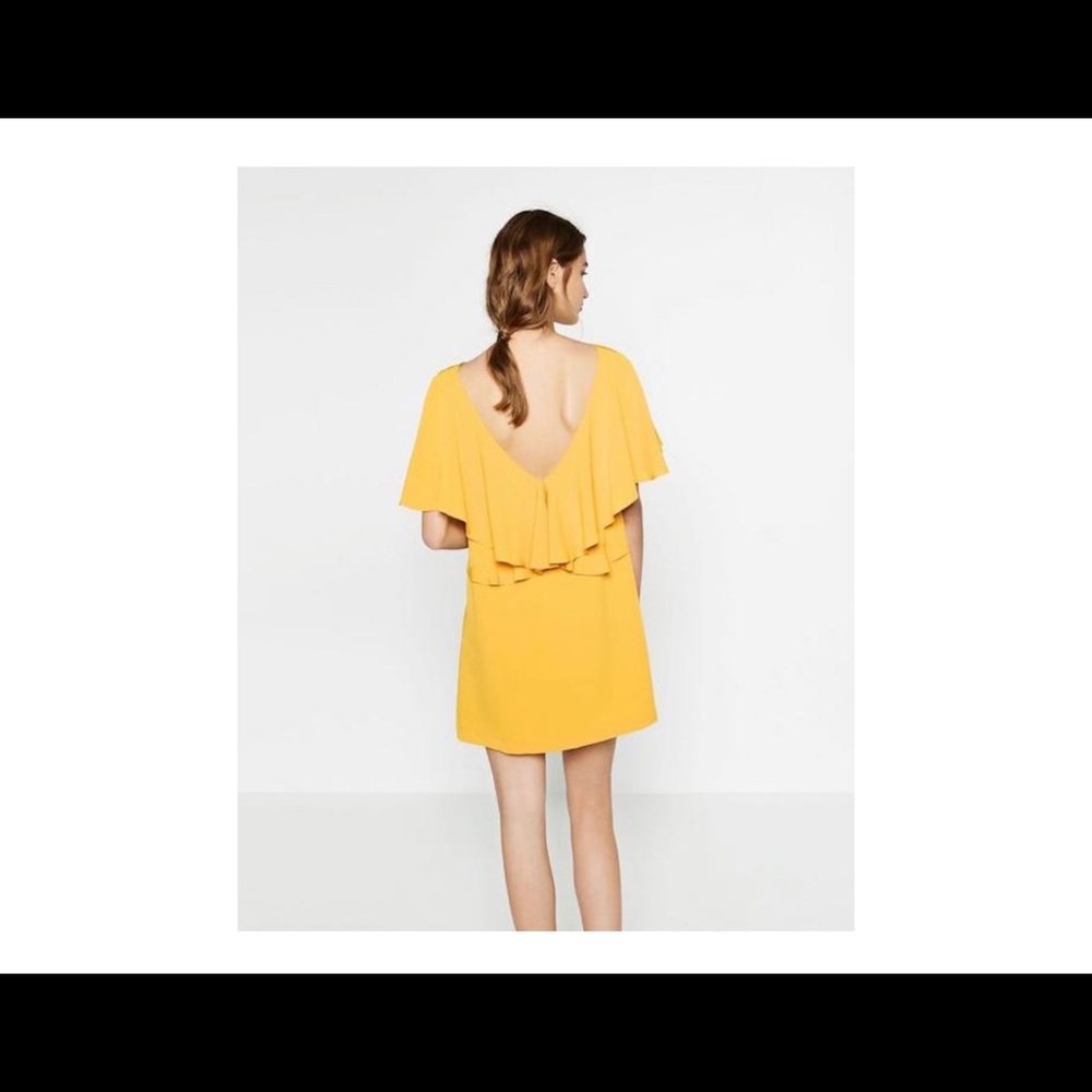 Zara Mustard Open Back Short Dress Size S
